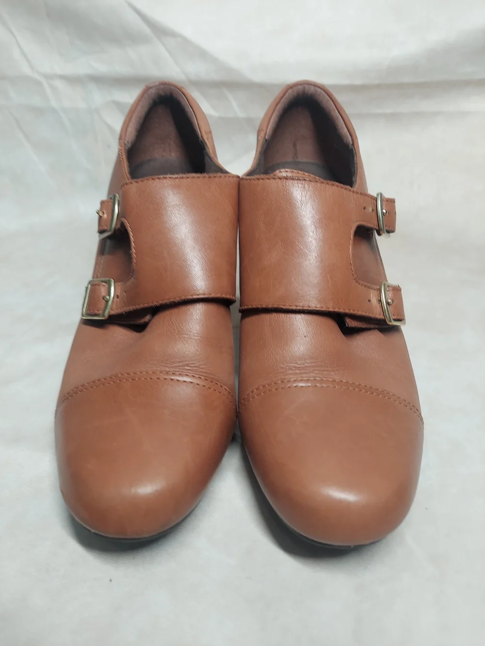 Clarks Bendables Sapphire Athena Double Monk Strap Booties Brown Leather size 9